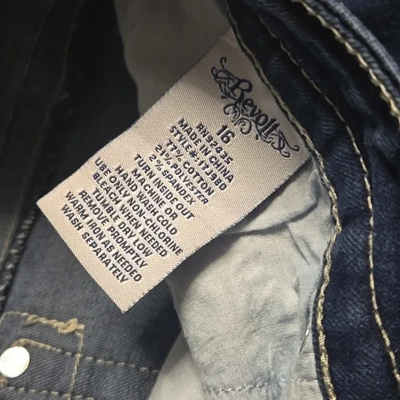 Revolt size 16 boot cut jeans embellished pockets - Picture 4 of 5